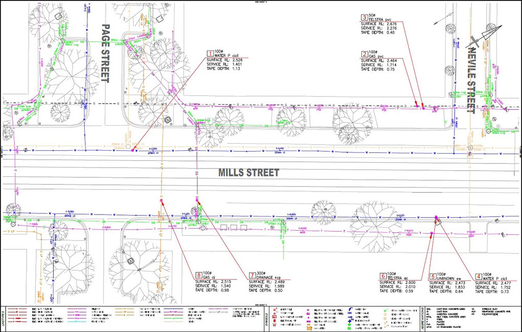 Utility mapping example from Mills street, St Kilda